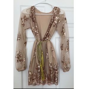 Rose gold sequin romper